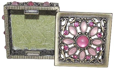 Square Jewelry Box With Pink Stones