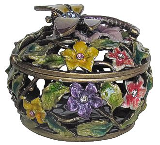 Dragonfly On Flowers - Jeweled Box